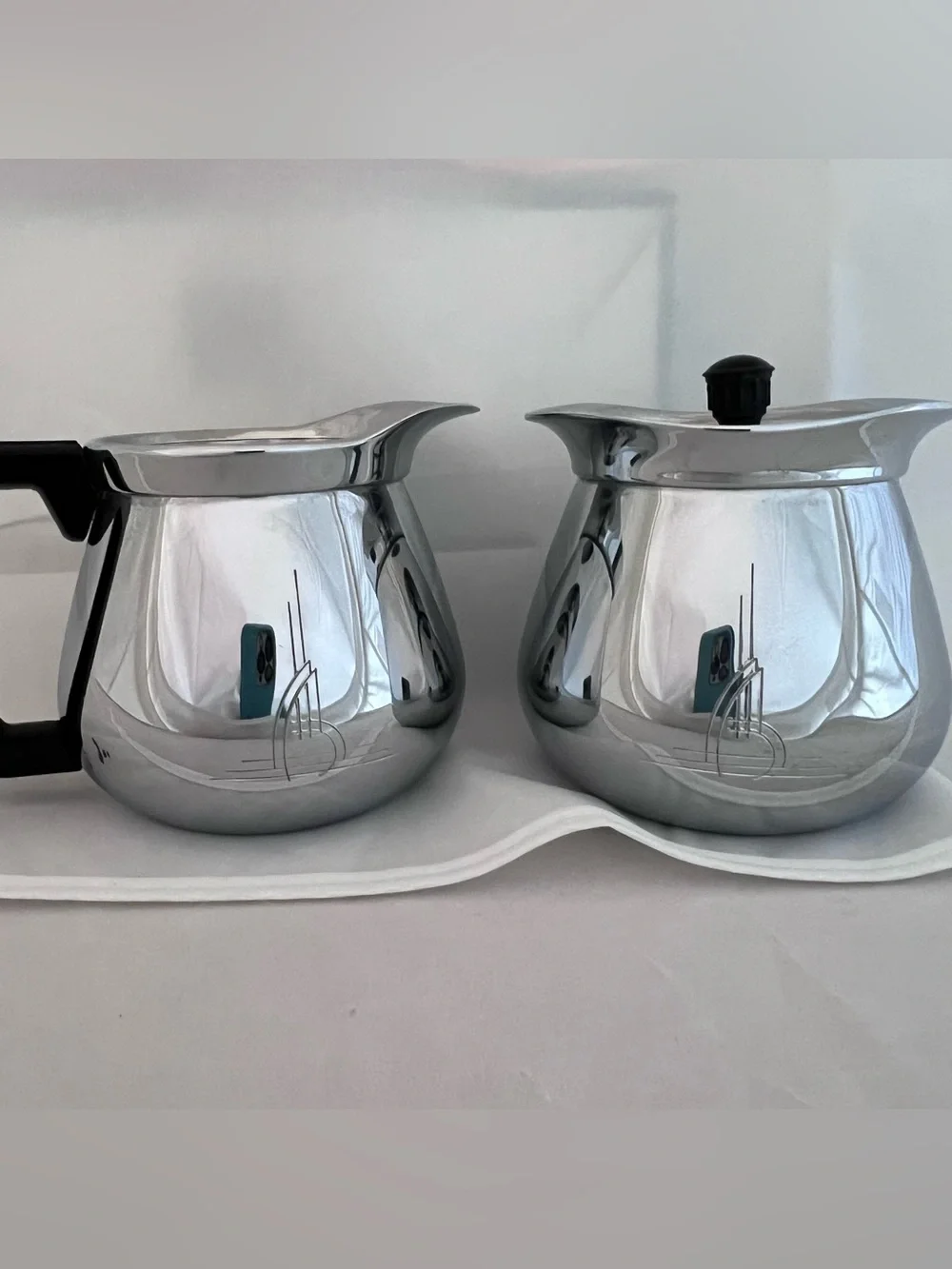 Mid-Century Modern Chrome Creamer and Sugar